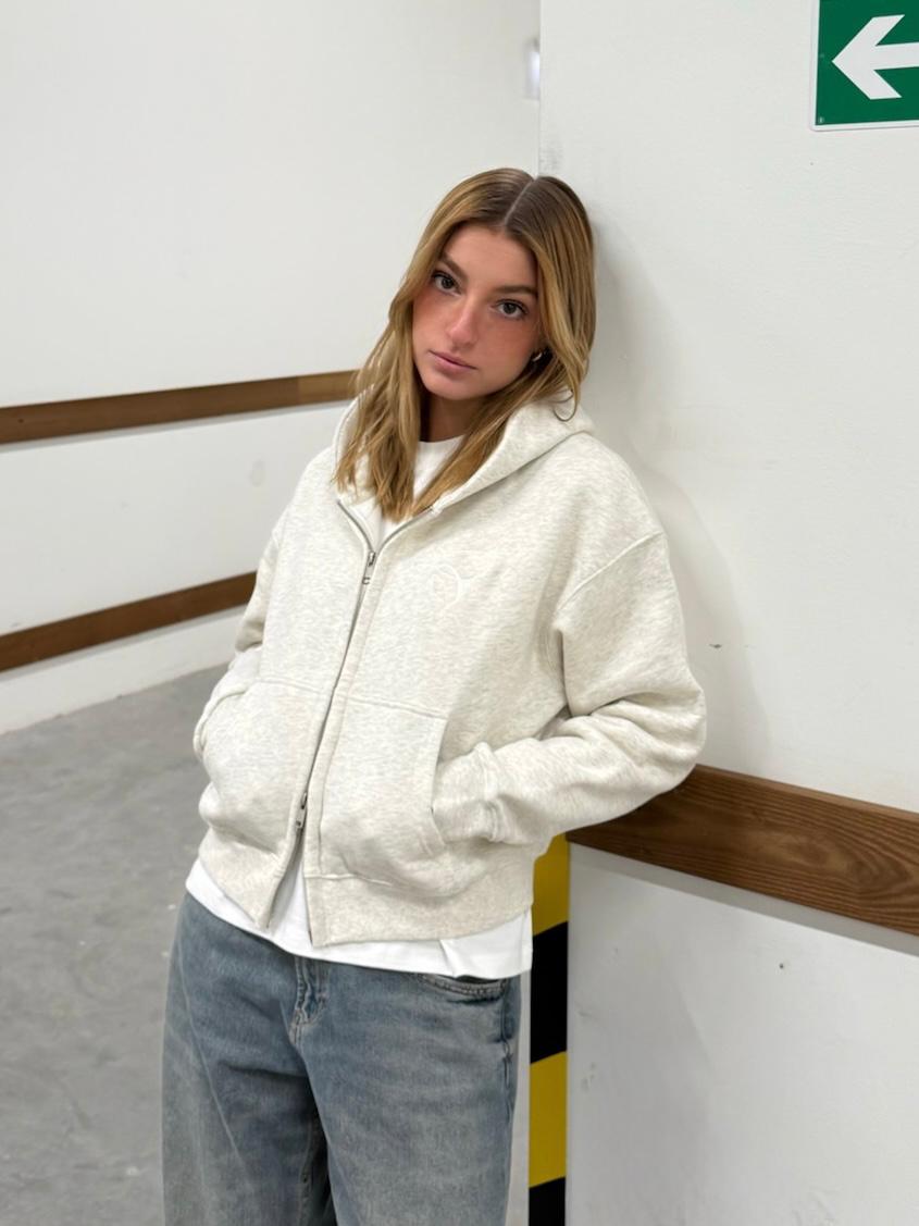 ZIP HOODIE CREAM - TheDoubleE