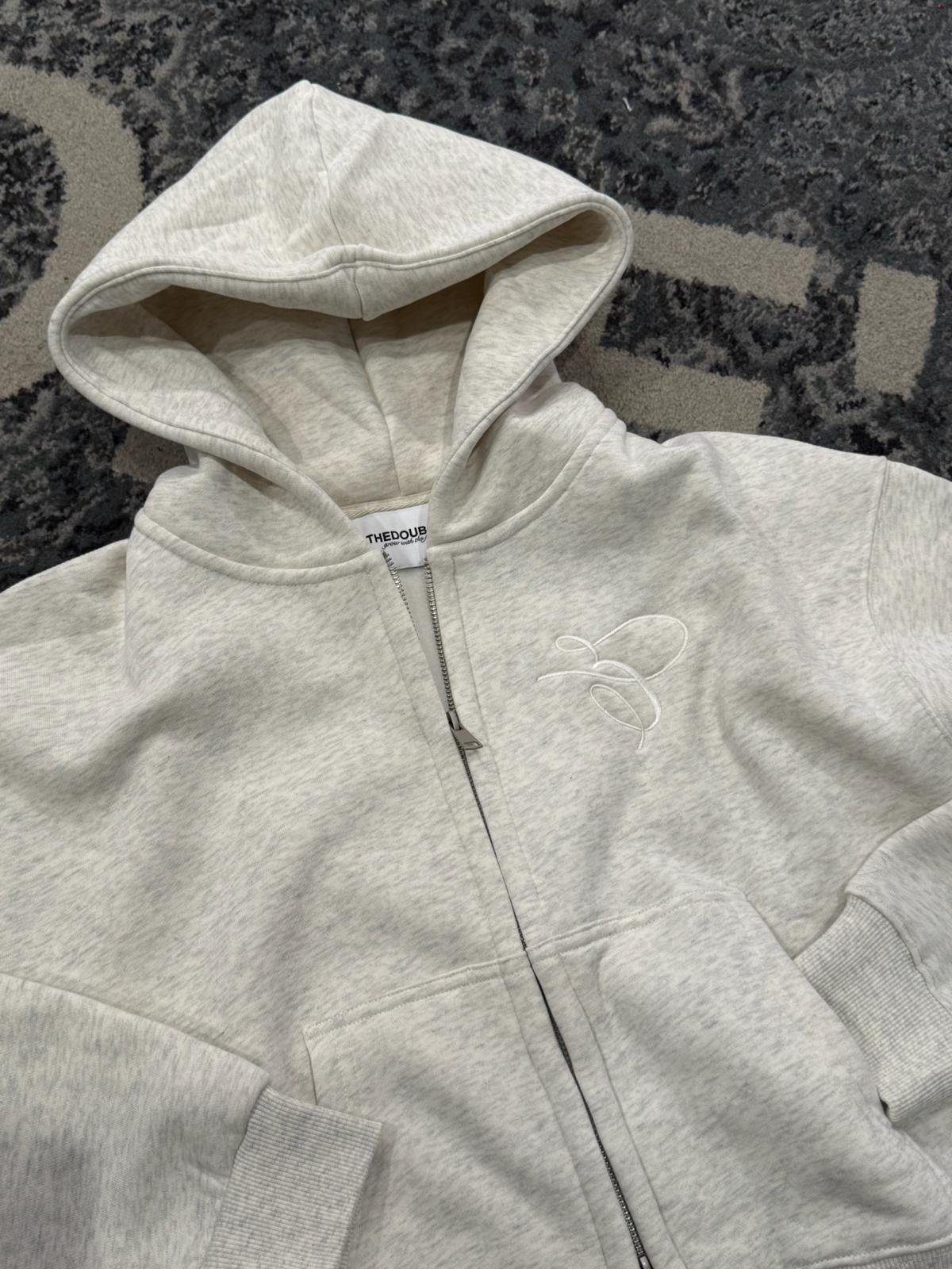 ZIP HOODIE CREAM - TheDoubleE