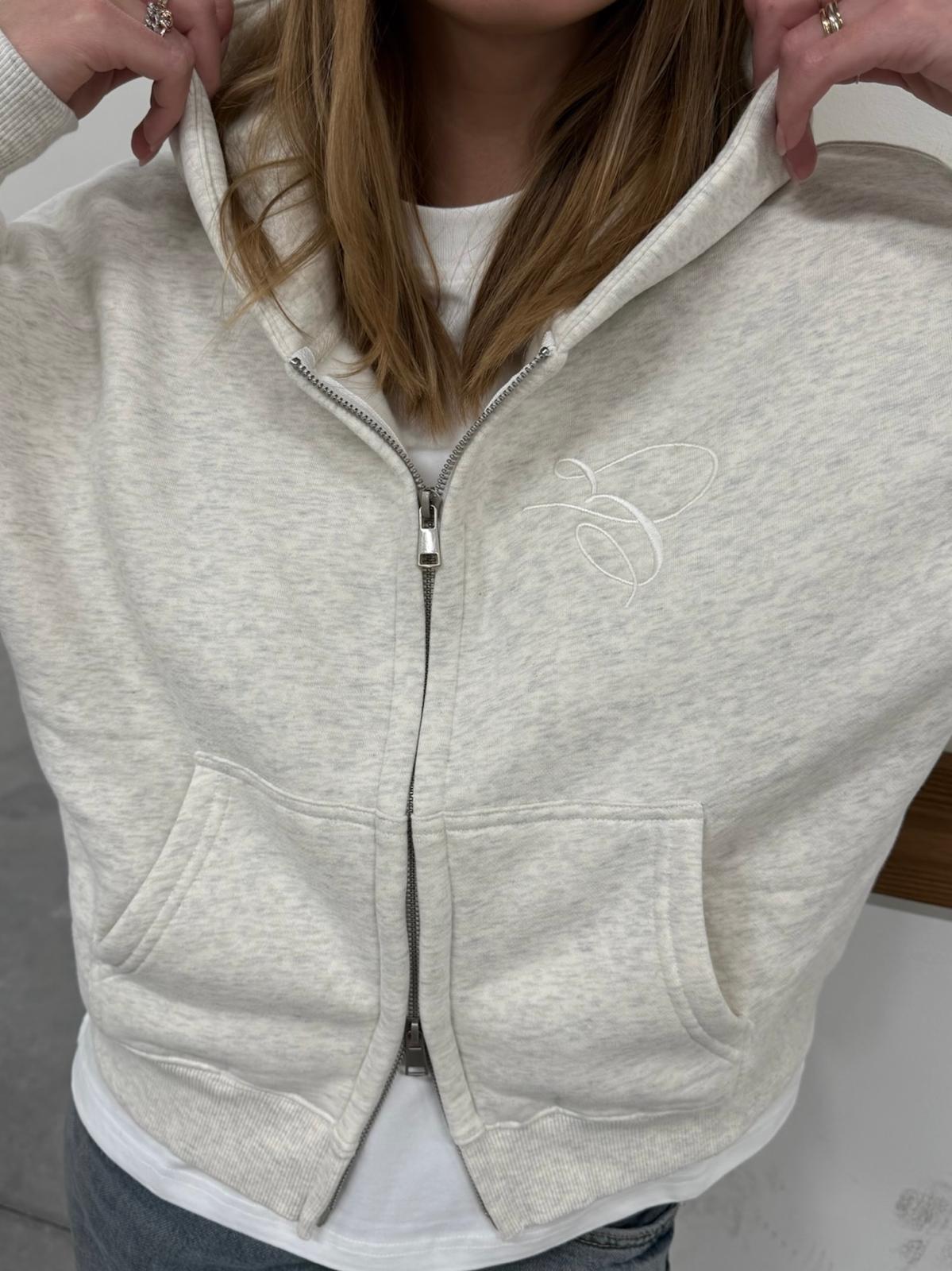 ZIP HOODIE CREAM - TheDoubleE