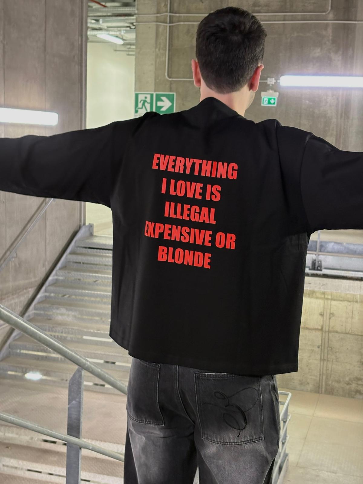 BLONDE BOXY LONGSLEEVE BLACK - TheDoubleE