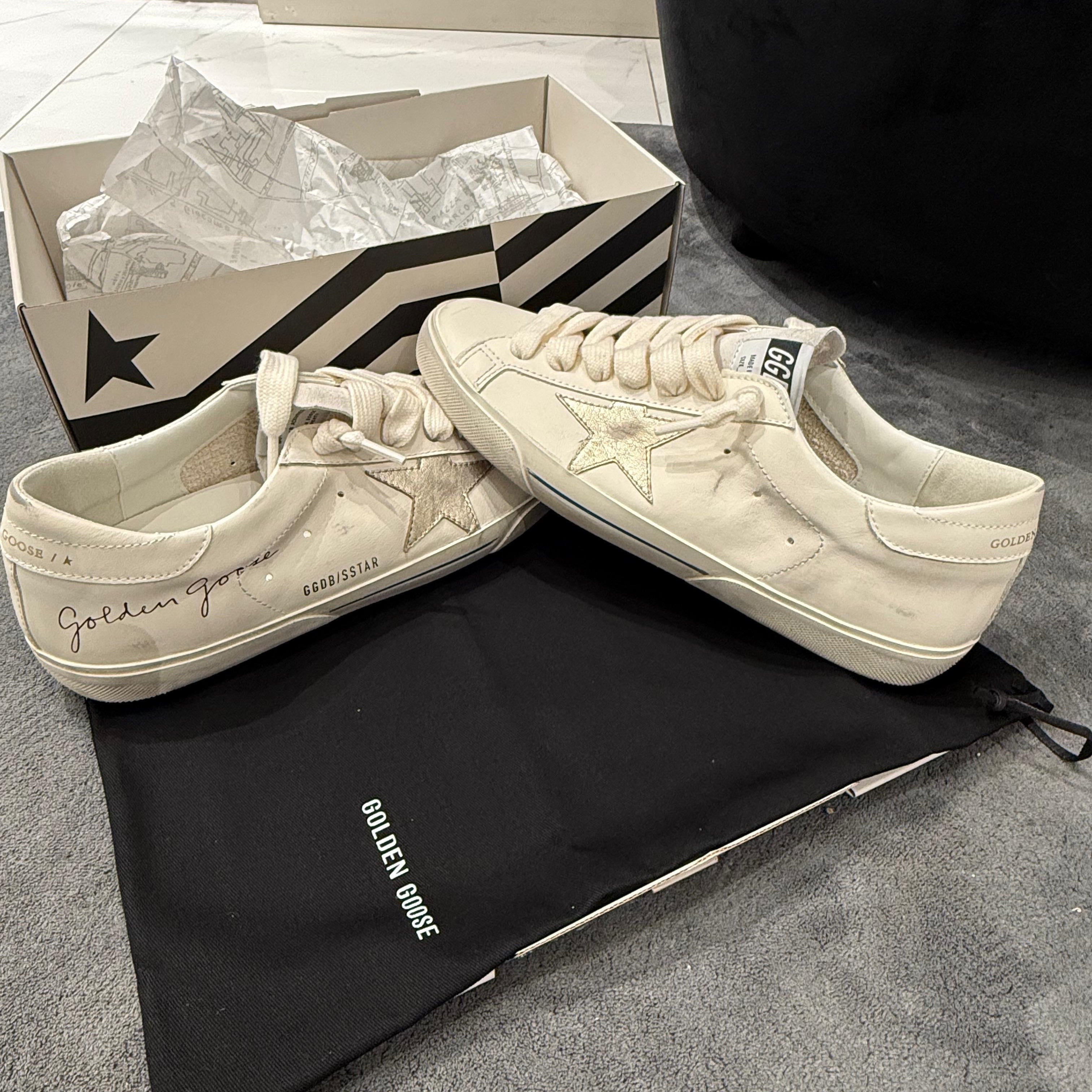 GOLDEN GOOSE SUPER STAR FULL WHITE STAR GOLD