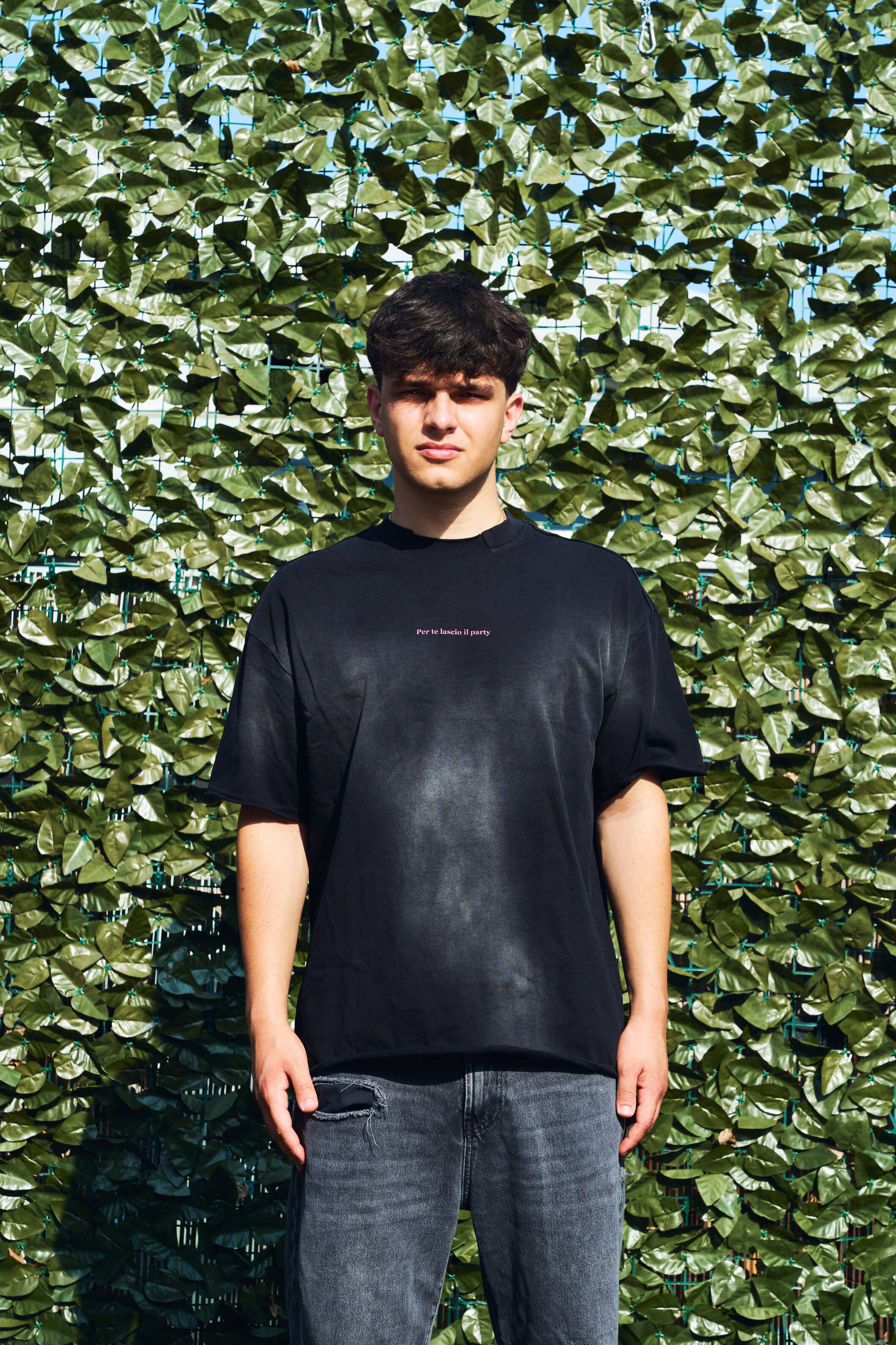 PER TE LASCIO IL PARTY OVERSIZED TEE WASHED BLACK UNISEX - Malessere Brand