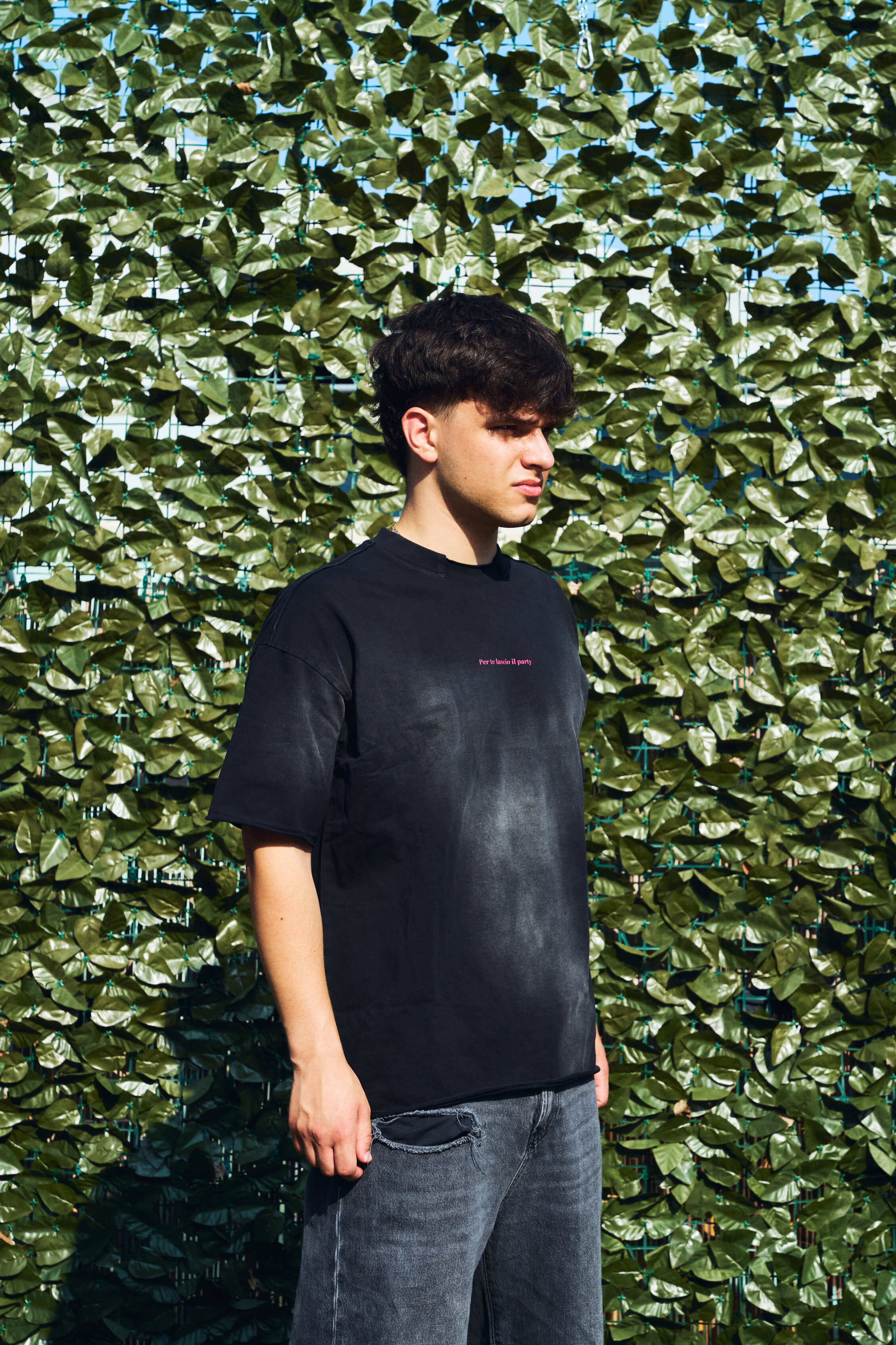 PER TE LASCIO IL PARTY OVERSIZED TEE WASHED BLACK UNISEX - Malessere Brand