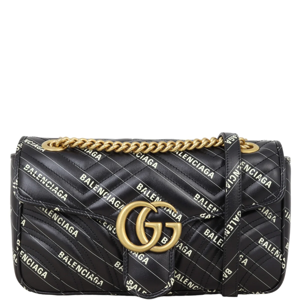 SECONDHAND - GUCCI X BALENCIAGA THE HACKER PROJECT GG MARMONT METELASS SMALL SHOULE