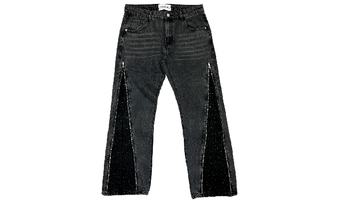 BLACK ZIP SPARCKLY JEANS - Replacement Brand