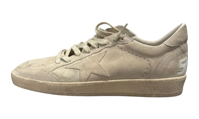GOLDEN GOOSE BALLSTAR FULL SUEDE BEIGE & WHITE PRINT