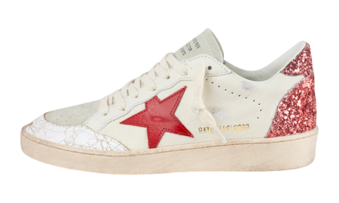 GOLDEN GOOSE BALLSTAR RED STAR GLITTER BLACK