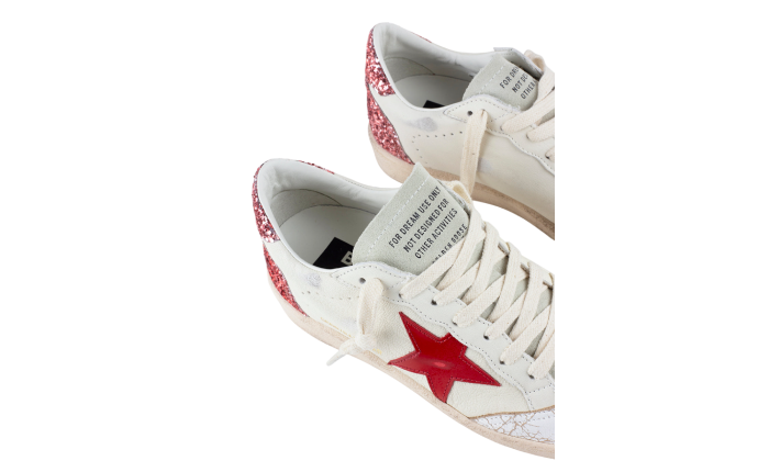 GOLDEN GOOSE BALLSTAR RED STAR GLITTER BLACK
