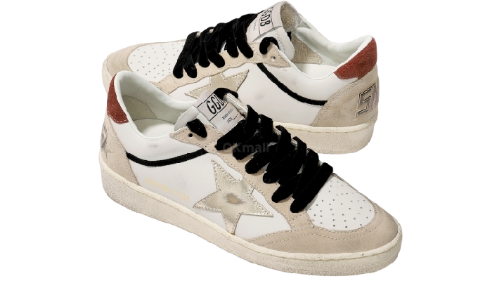 GOLDEN GOOSE BALLSTAR STAR GOLD VELVET LACES