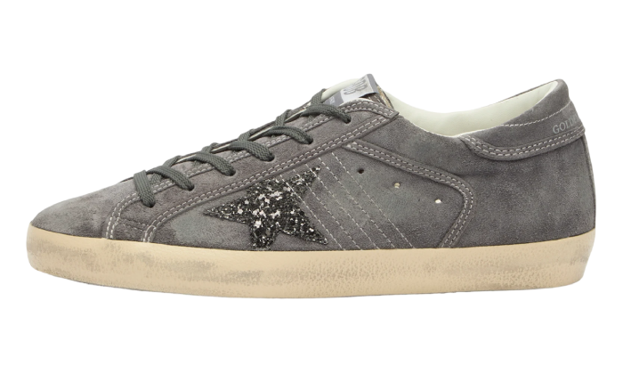 GOLDEN GOOSE SUPER STAR FULL GREY SUEDE STAR GLITTER