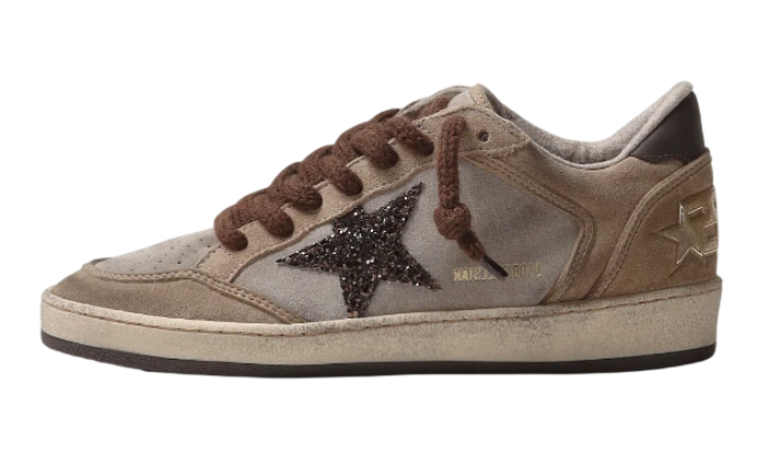 GOLDEN GOOSE BALLSTAR BROWN SUEDE LACES ROPE