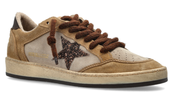 GOLDEN GOOSE BALLSTAR BROWN SUEDE LACES ROPE
