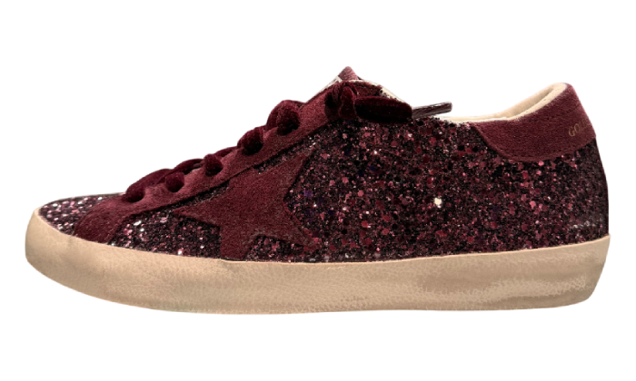 GOLDEN GOOSE SUPER STAR FULL GLITTER BURGUNDY