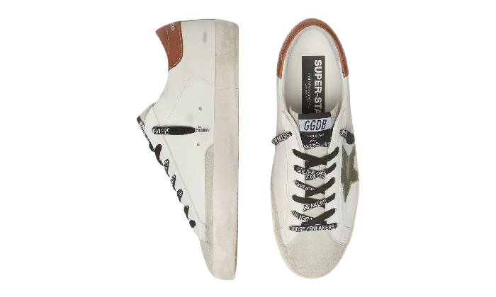 GOLDEN GOOSE SUPER STAR GREEN STAR TACCO BROWN