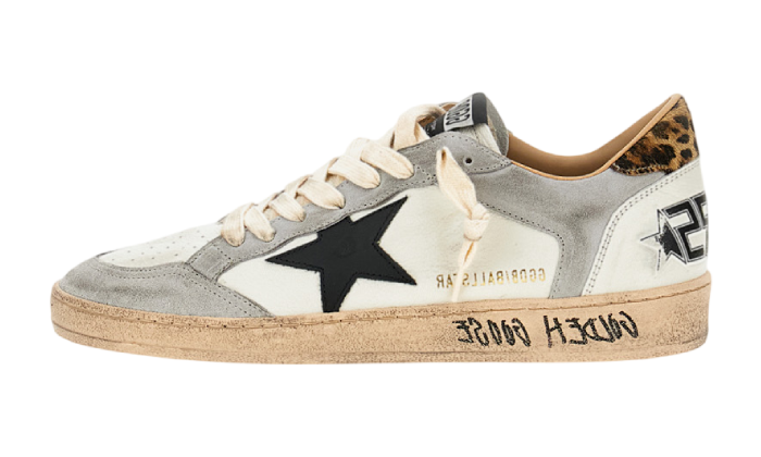 GOLDEN GOOSE BALLSTAR BLACK STAR LEOPARD TAB