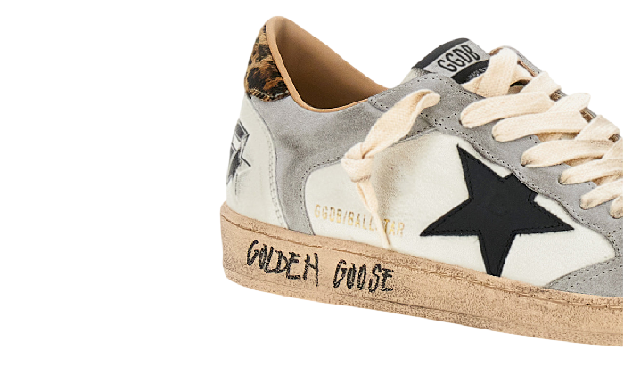 GOLDEN GOOSE BALLSTAR BLACK STAR LEOPARD TAB