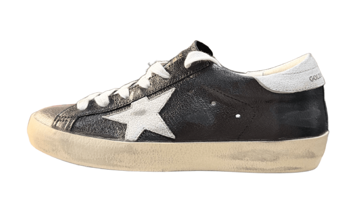 GOLDEN GOOSE SUPER STAR BLACK KNURLED LEATHER