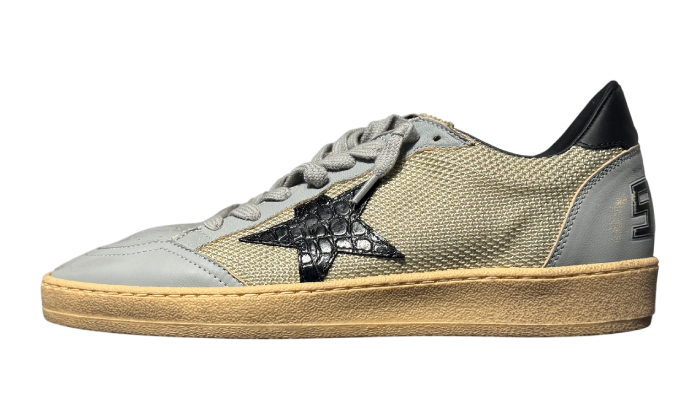 GOLDEN GOOSE BALLSTAR LEATHER RETE CREAM BLACK GREY STELLA CROCO