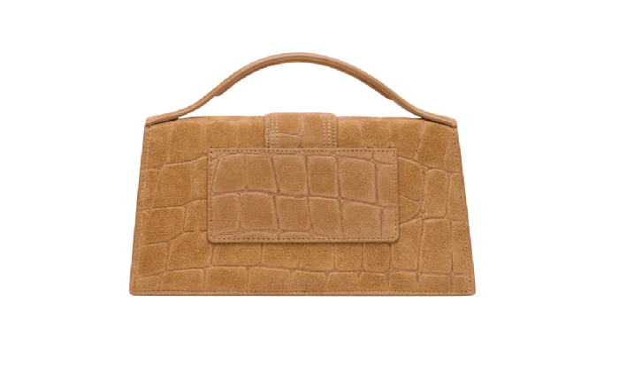 JACQUEMUS LE GRAND BAMBINO CROSSBODY CROC-SUEDE STRAP HANDBAG BEIGE