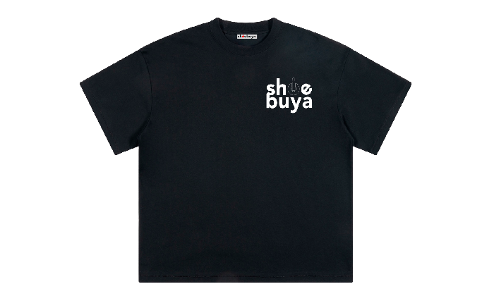 DOUBLE LOGO SHOEBUYA TEE BLACK - Shoebuya Brand