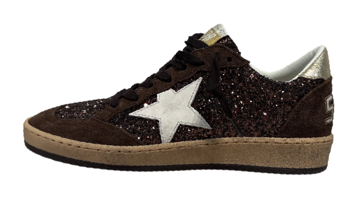 GOLDEN GOOSE BALLSTAR GLITTER BROWN