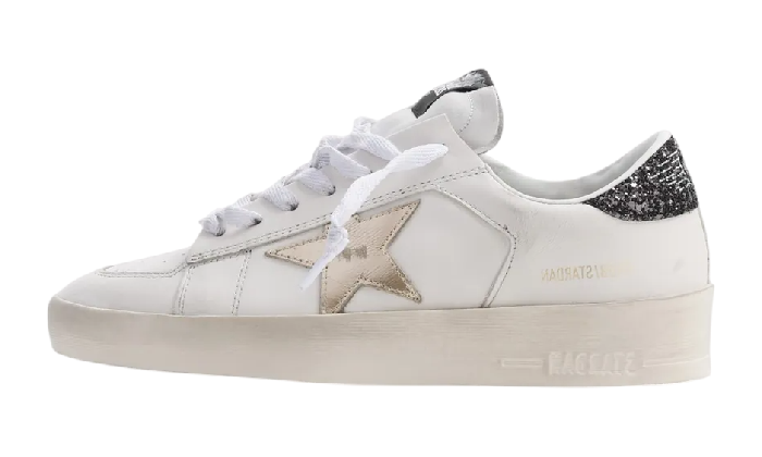 GOLDEN GOOSE STARDAN WHITE GOLD TAB BLACK SPARCKLY