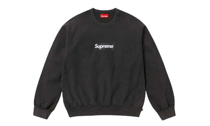SUPREME WASHED BOX LOGO CREWNECK BLACK SS25