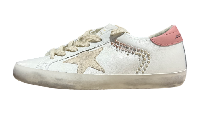 GOLDEN GOOSE SUPER STAR GREY TACCO PINK & PEARLS