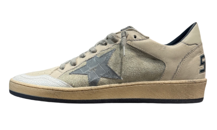 GOLDEN GOOSE BALLSTAR IN SUEDE STELLA GREY CROCO