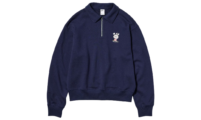 QUARTER ZIP HOODIE UNIQLO X POP MART LABUBU BLUE