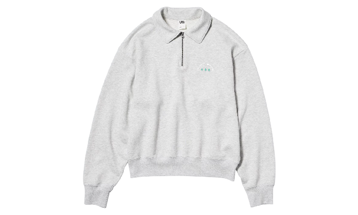 QUARTER ZIP HOODIE UNIQLO X POP MART LABUBU GREY