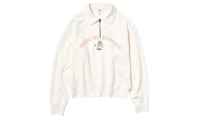 QUARTER ZIP HOODIE UNIQLO X POP MART LABUBU CREAM