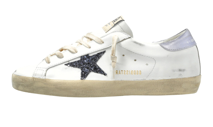 GOLDEN GOOSE SUPERSTAR WHITE TACCO METALLIC LILLA & STELLA GLITTER