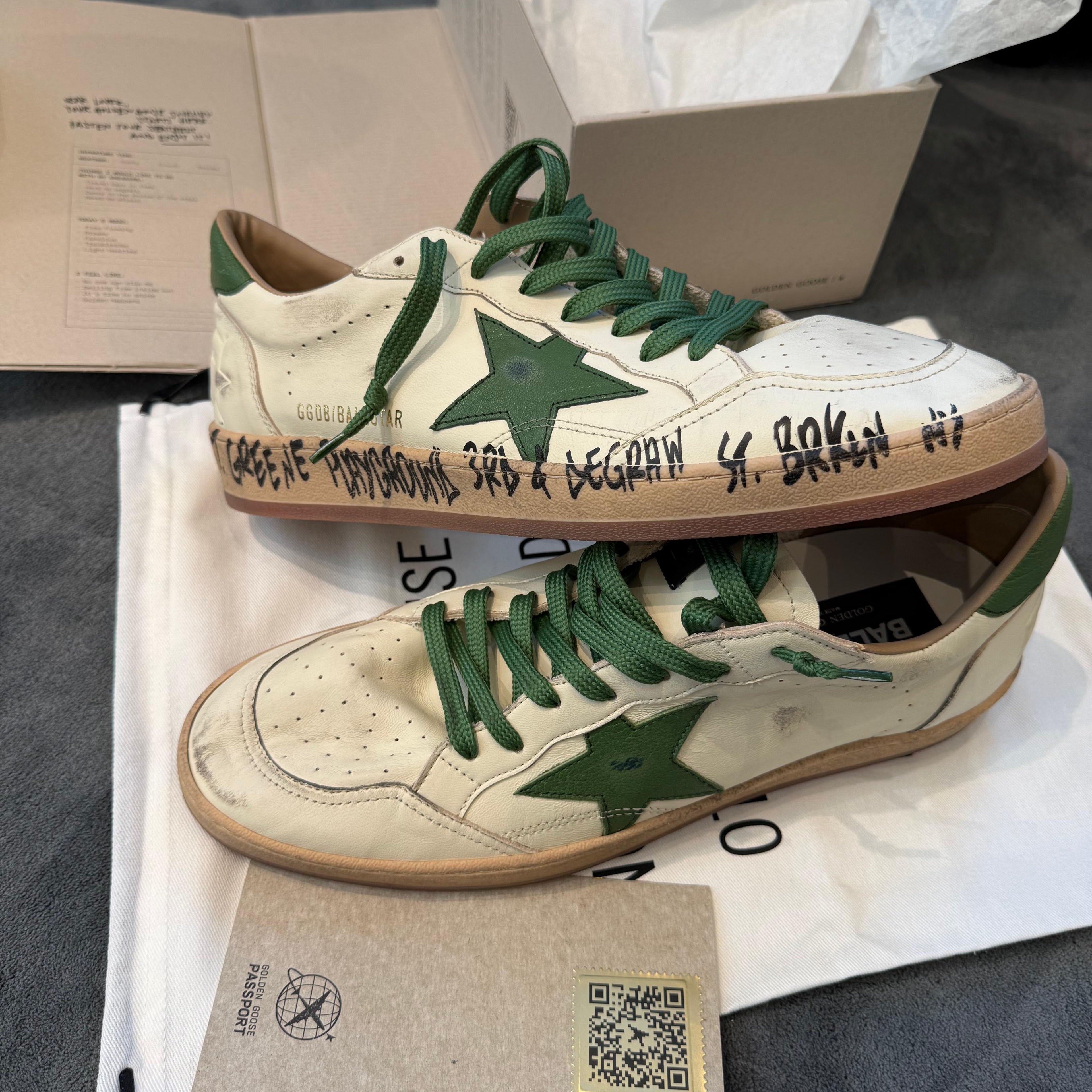 GOLDEN GOOSE BALLSTAR DISTRESSED FINISH LEATHER CON GRAFFITI