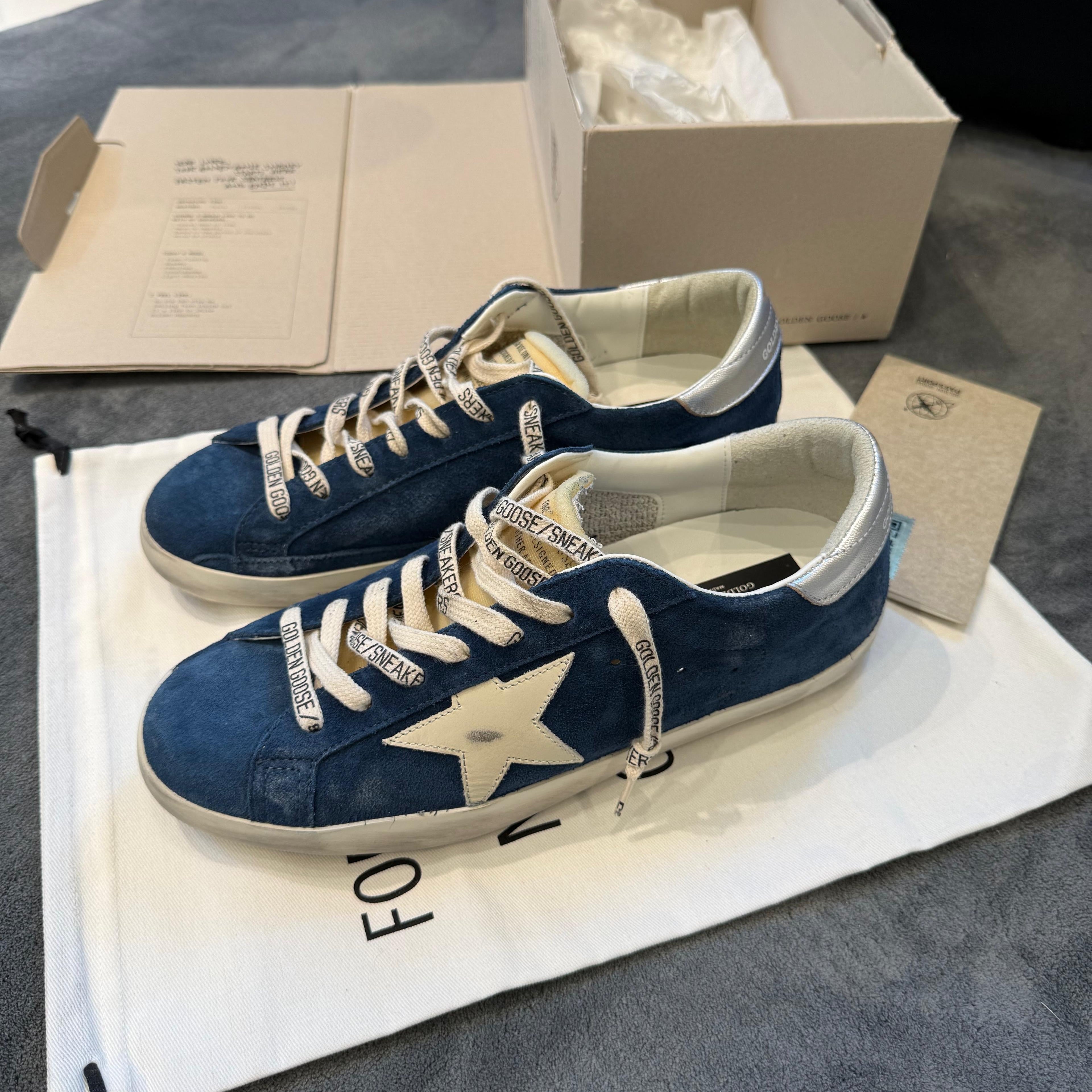 GOLDEN GOOSE SUPER STAR SUEDE BLUE/SILVER