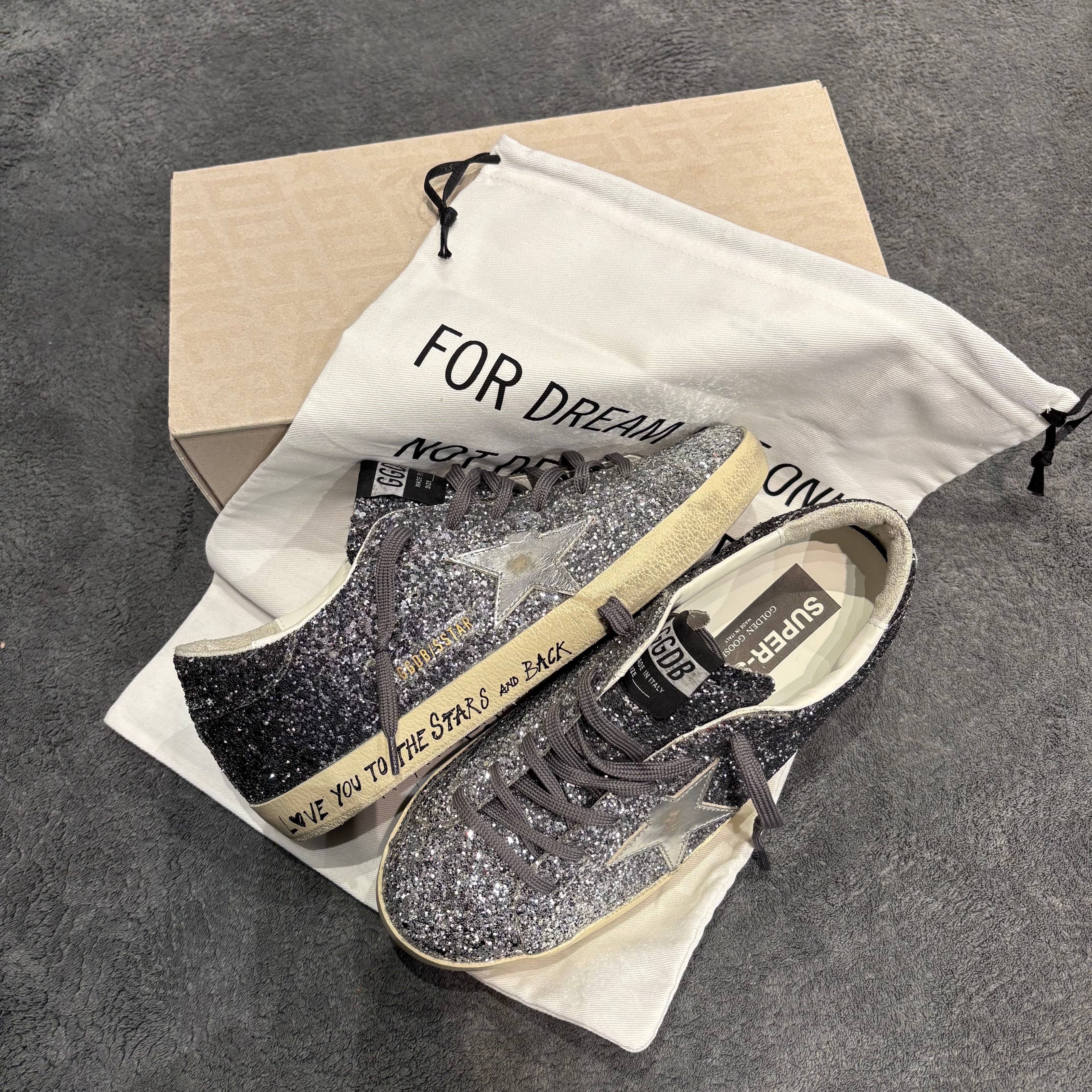 GOLDEN GOOSE SUPER STAR FULL SILVER GLITTER