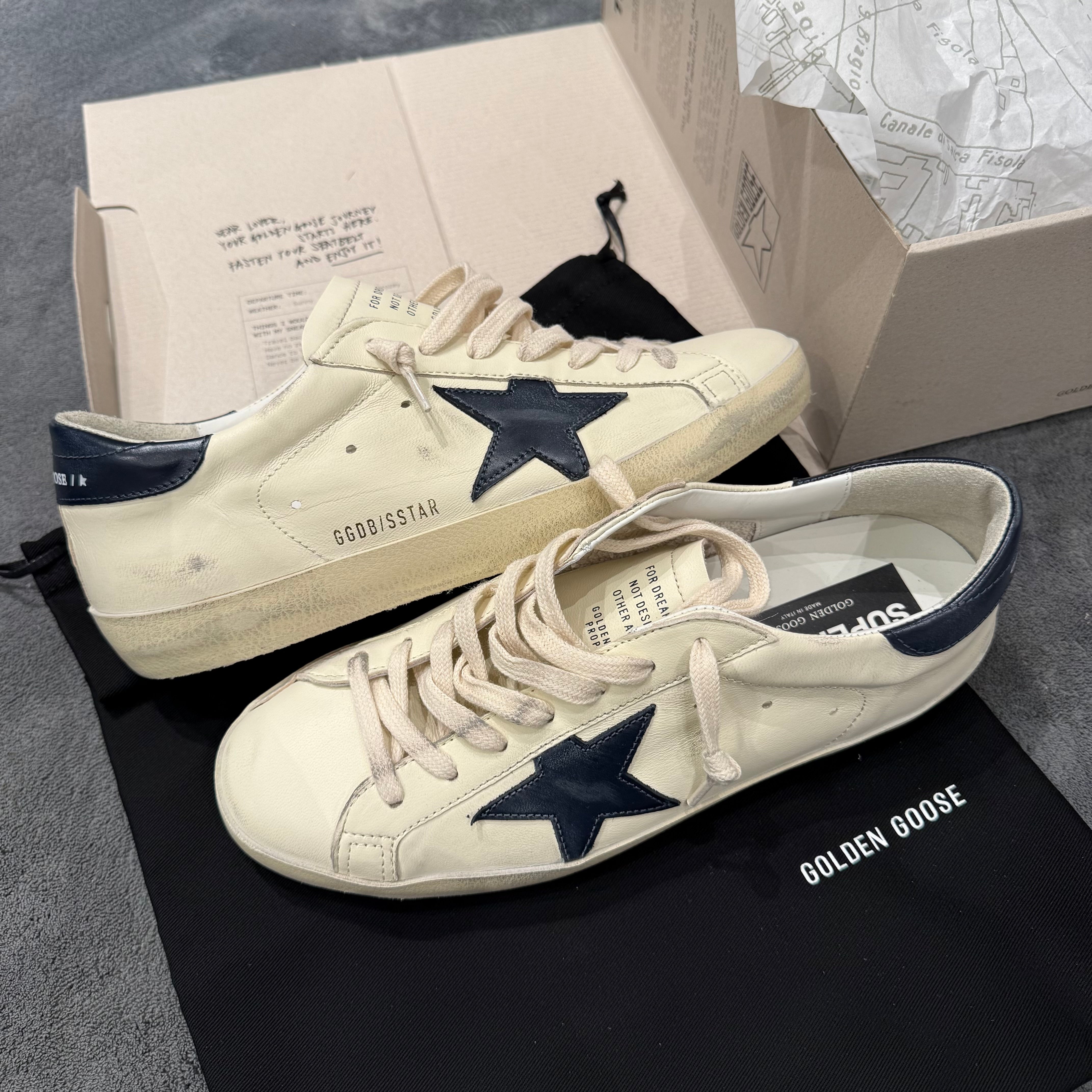GOLDEN GOOSE SUPER STAR CLASSIC WHITE STAR & TACCO BLUE