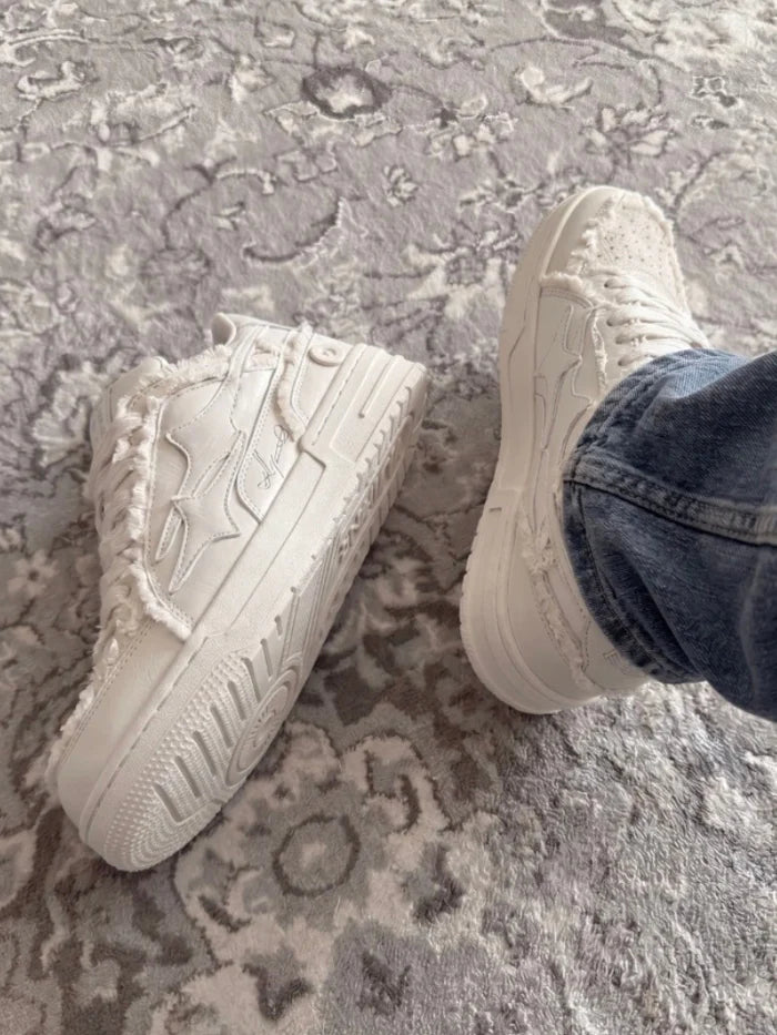 IMARSE CREAM DENIM SNEAKERS - Shoebuya Brand