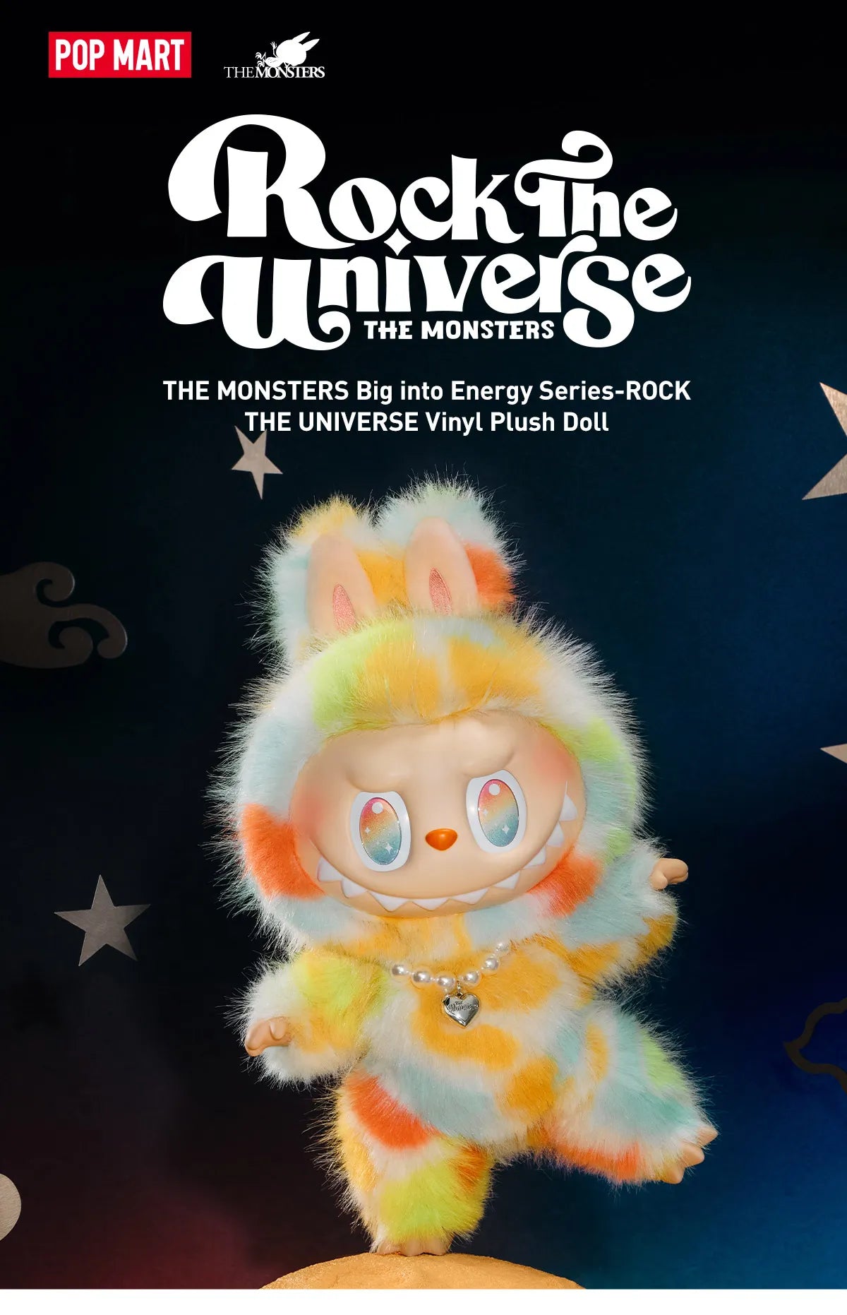 LABUBU THE MONSTERS BIG INTO ENERGY SRIES ROCK THE UNIVERSE VINYL PLUSH DOLL
