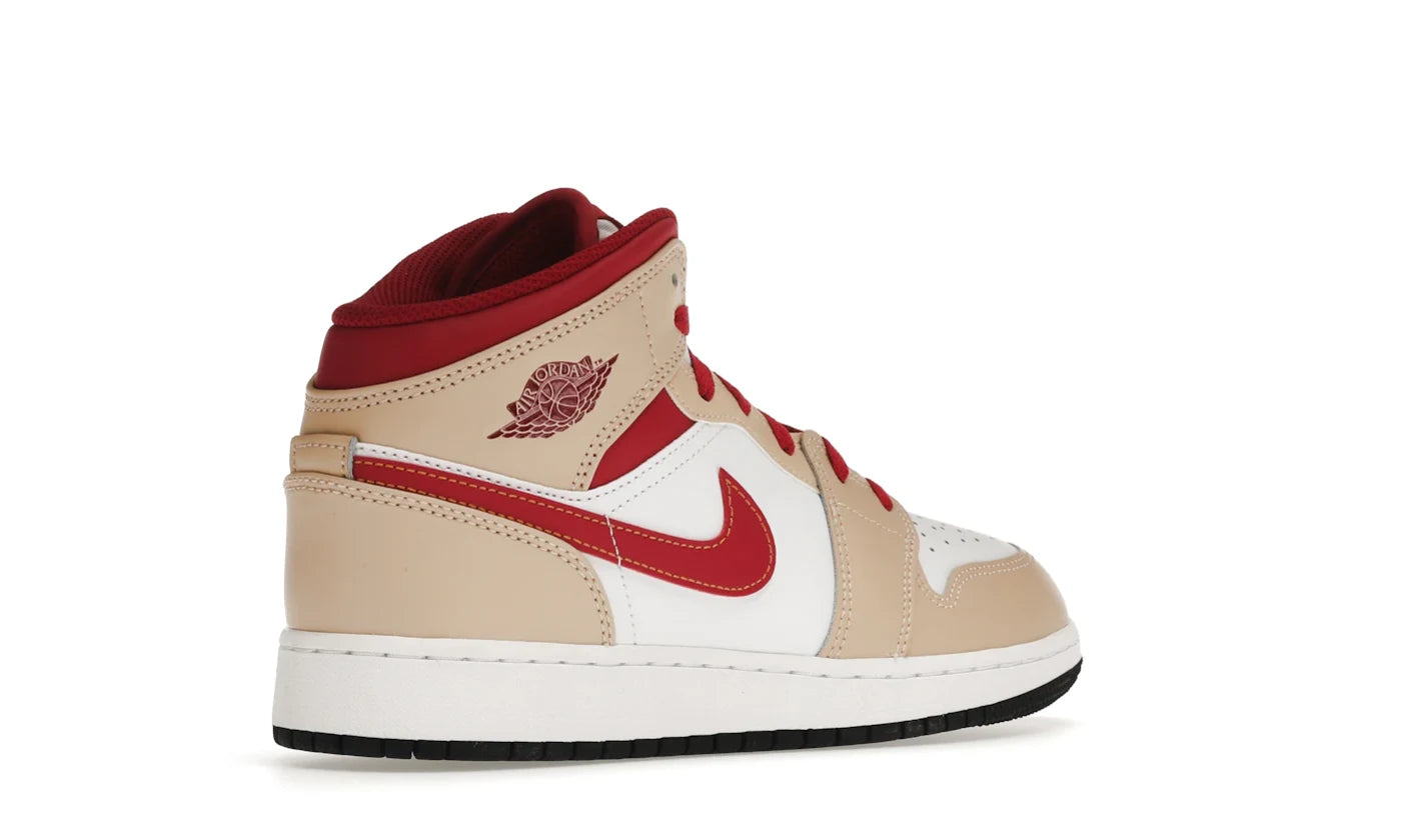 AIR JORDAN 1 MID LIGHT CURRY CARDINAL (GS)