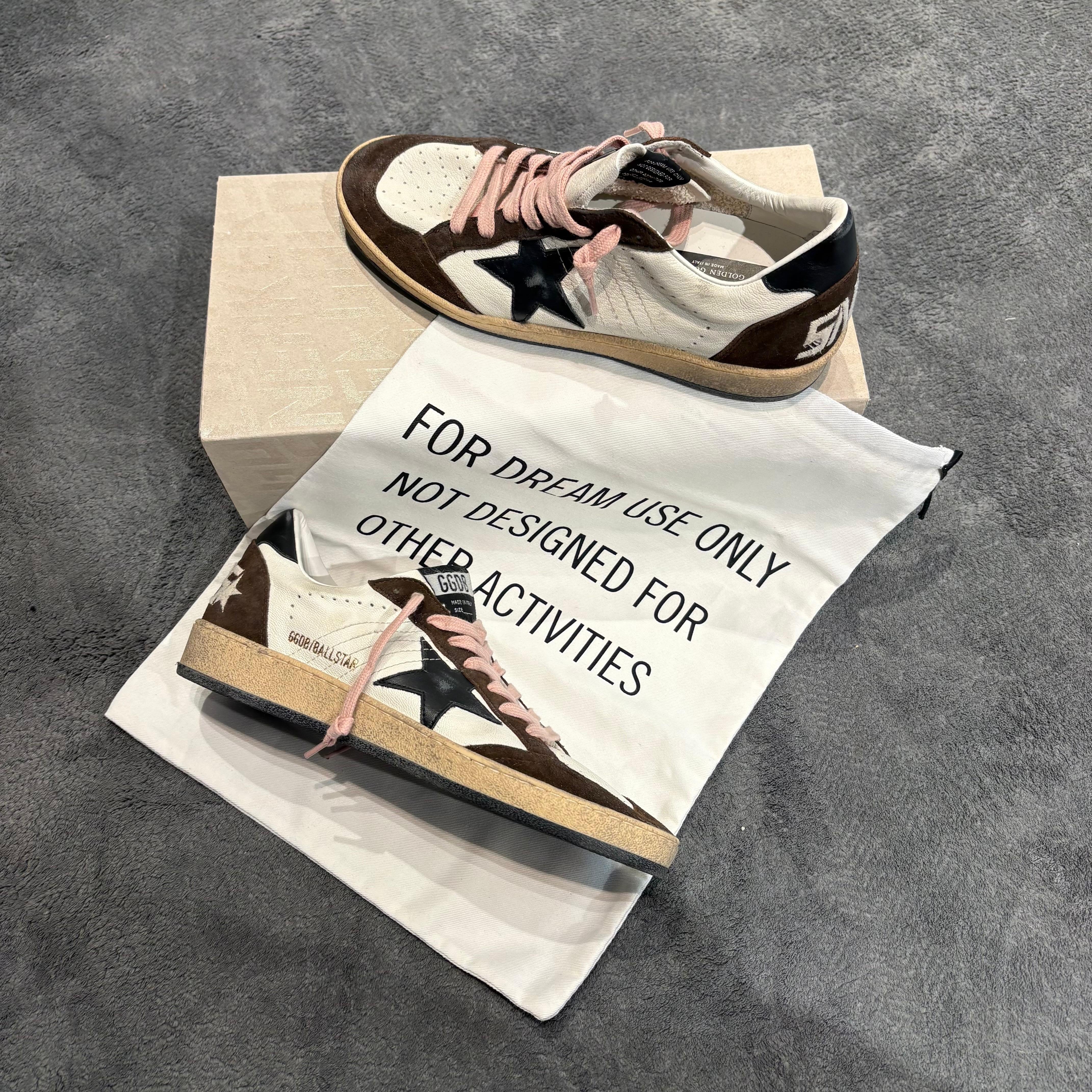 GOLDEN GOOSE BALLSTAR BROWN LACES PINK