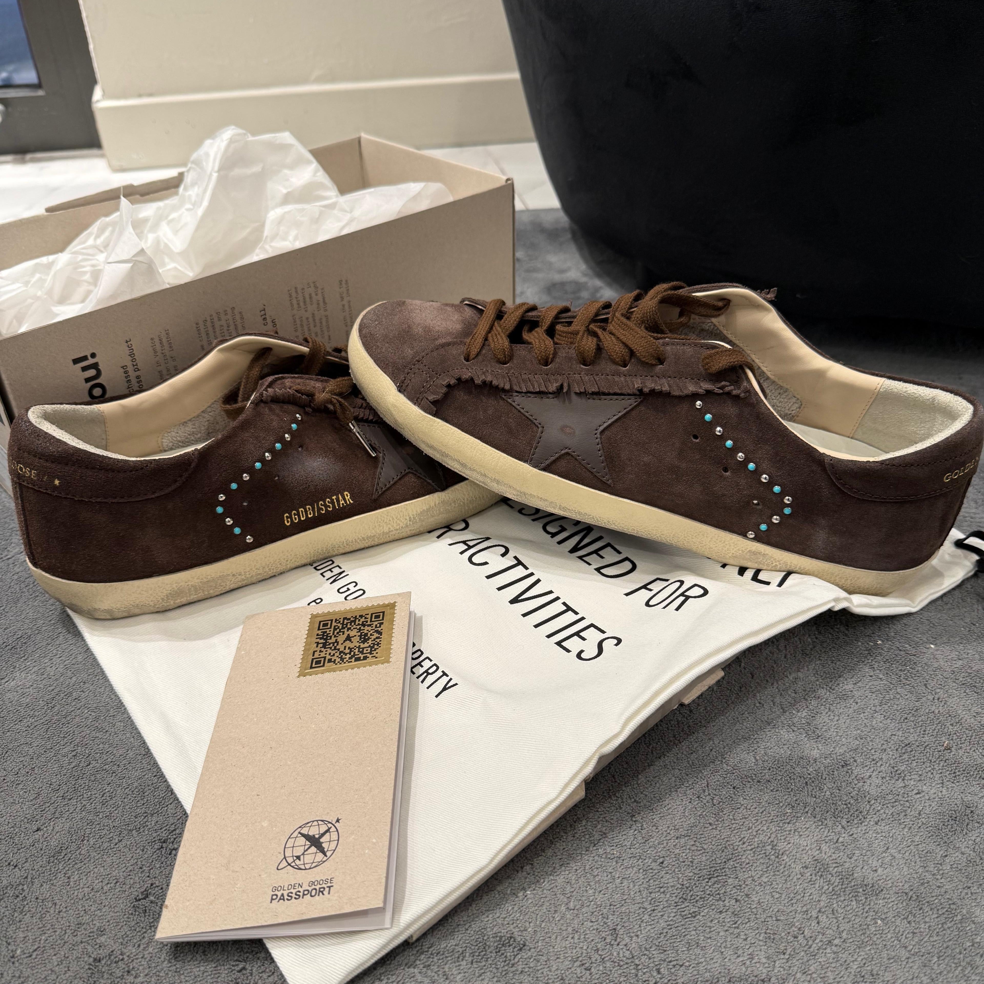 GOLDEN GOOSE SUPER STAR FULL SUEDE BROWN & DOTS