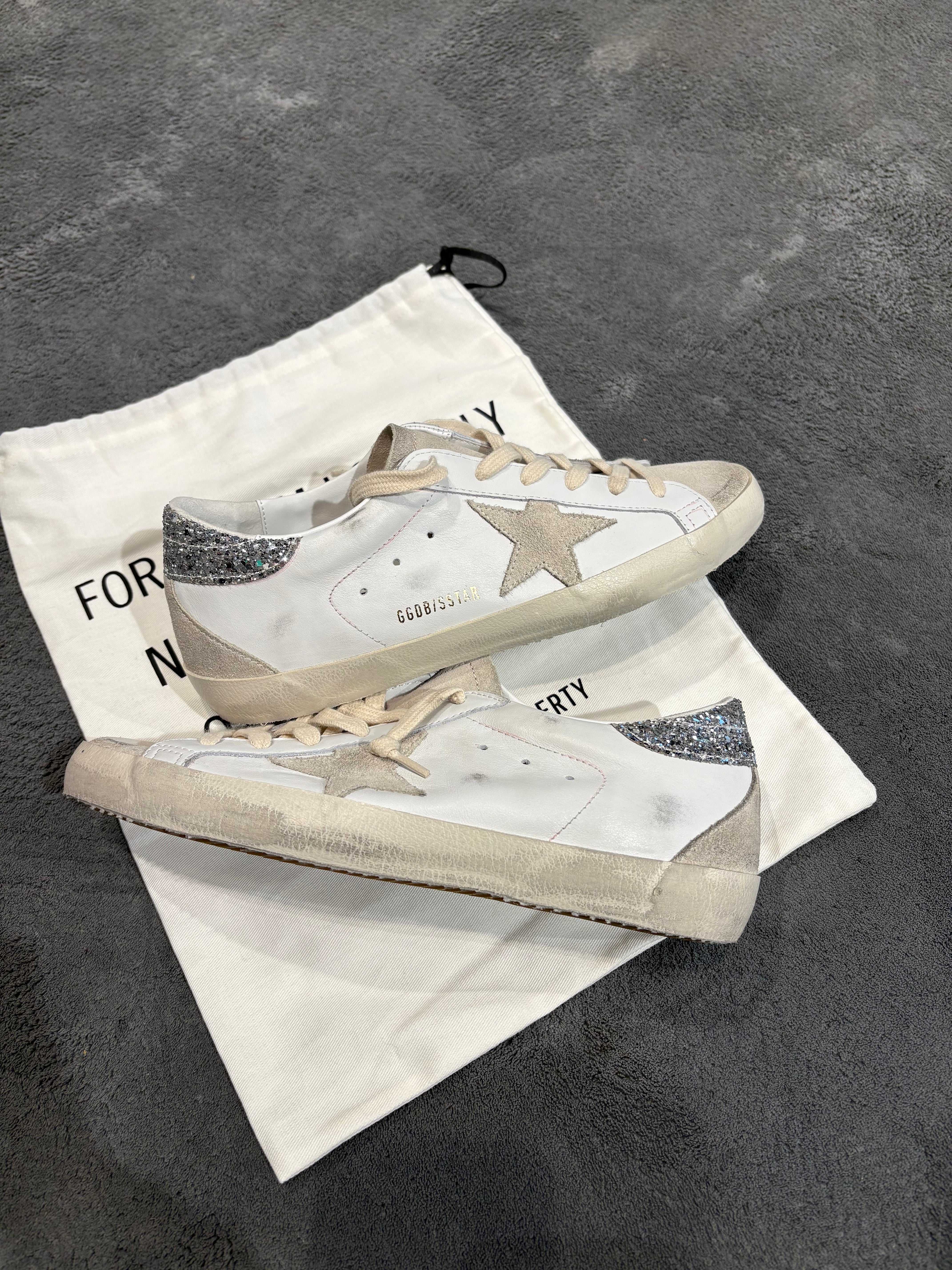 GOLDEN GOOSE SUPER STAR TACCO GLITTER SILVER