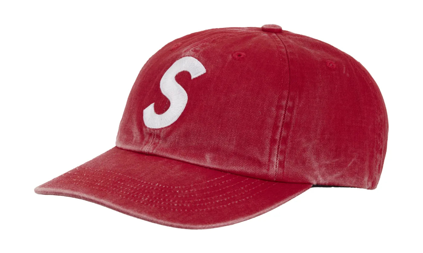 SUPREME PIGMENT COATED S LOGO 6-PANEL RED
