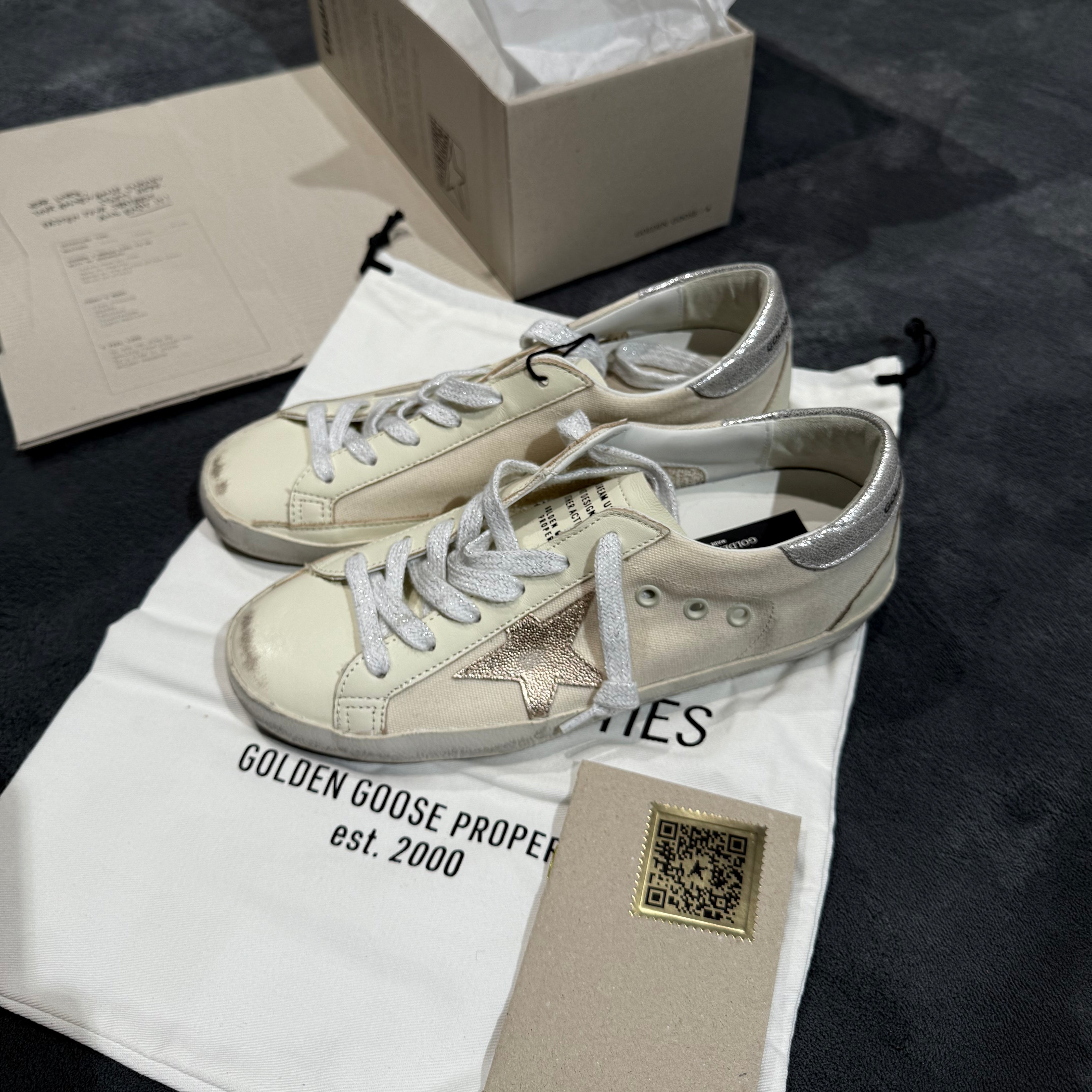 GOLDEN GOOSE SUPER STAR TACCO SILVER & PINK METALLIC STAR