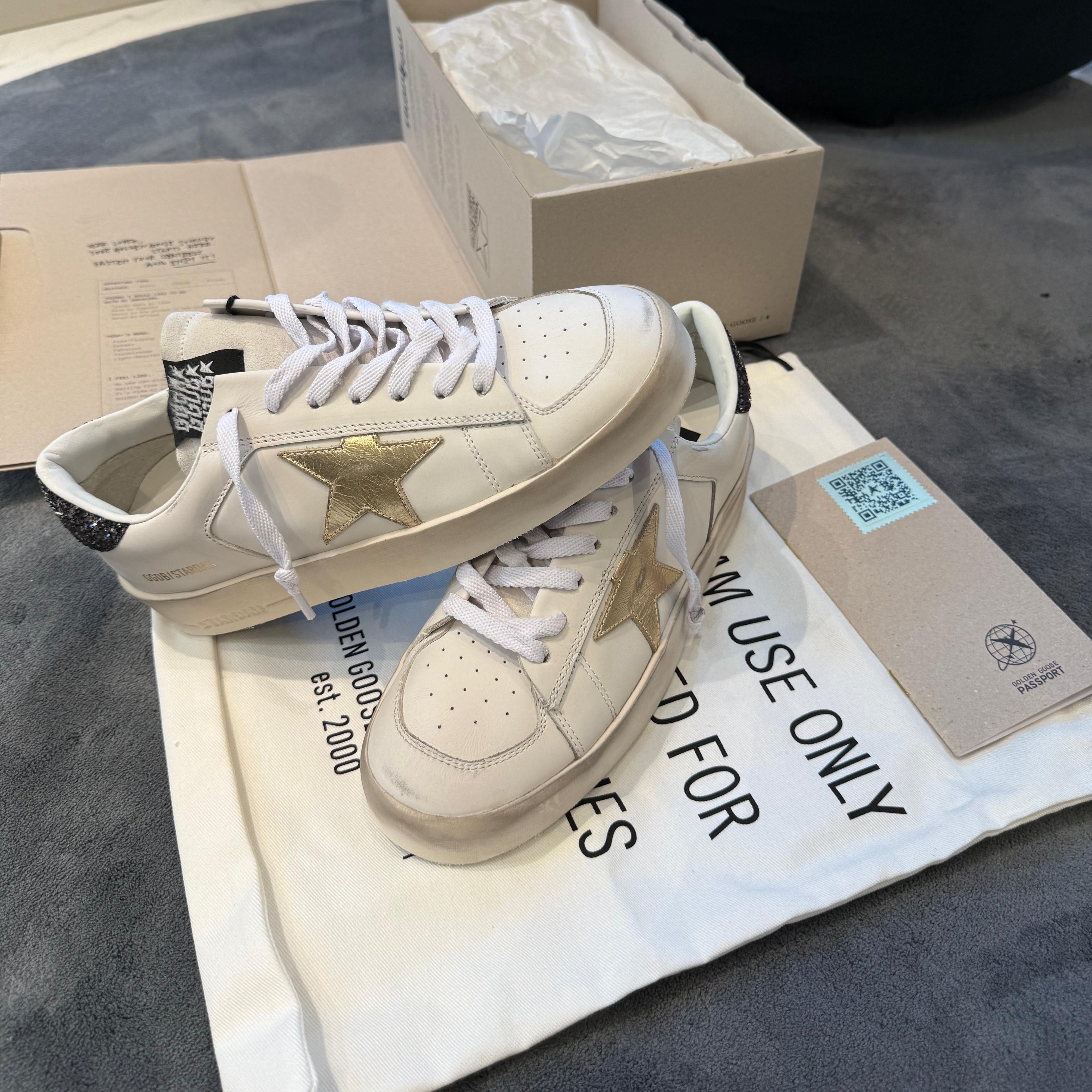 GOLDEN GOOSE STARDAN WHITE GOLD TAB BLACK SPARCKLY