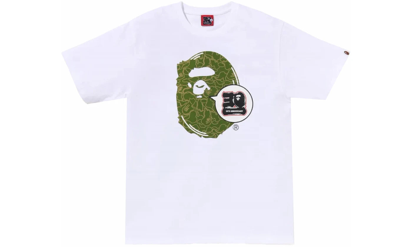 BAPE 30TH ANNIVERSARY APE HEAD TEE WHITE GREEN
