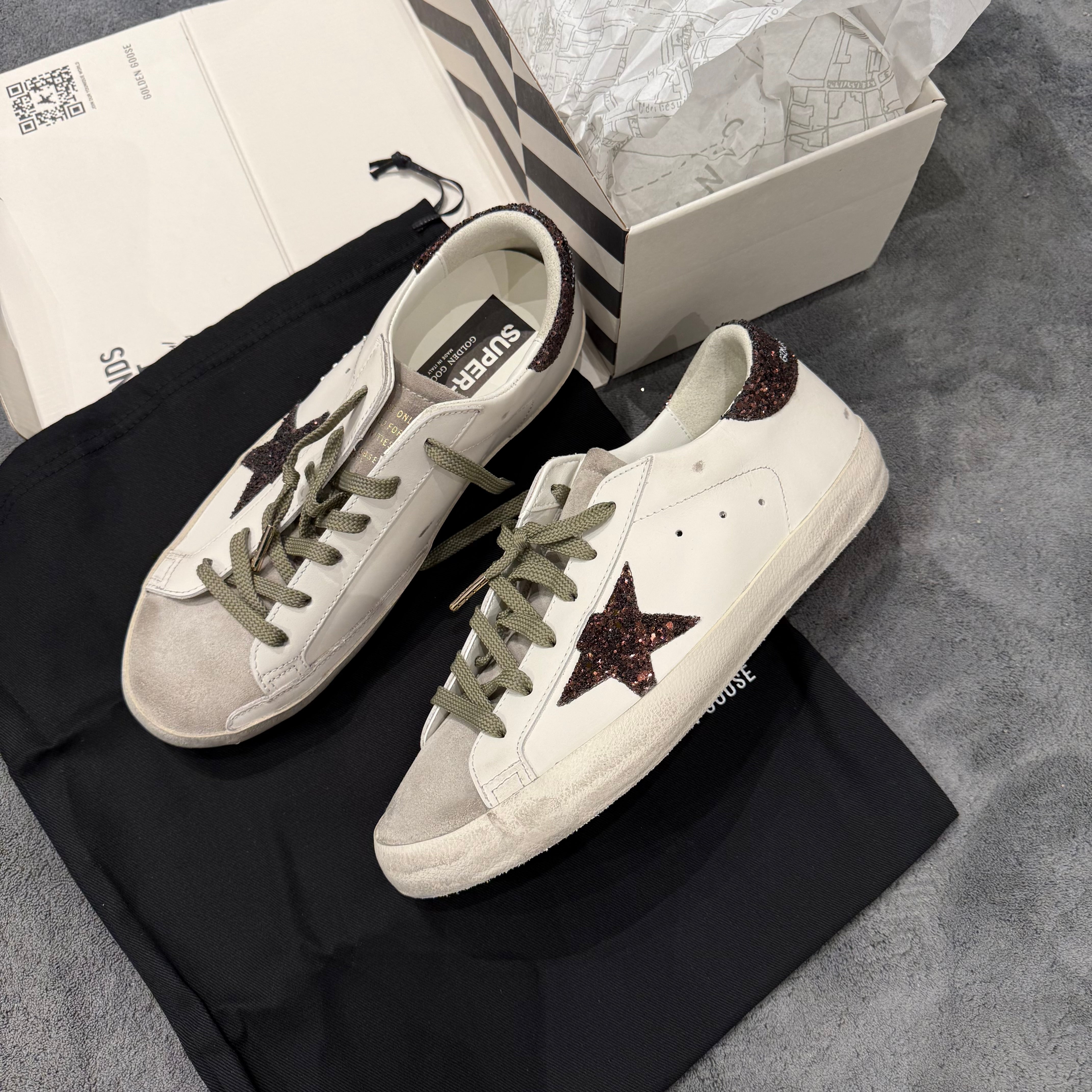 GOLDEN GOOSE SUPER STAR SUEDE GLITTER BRONZE STAR & TACCO