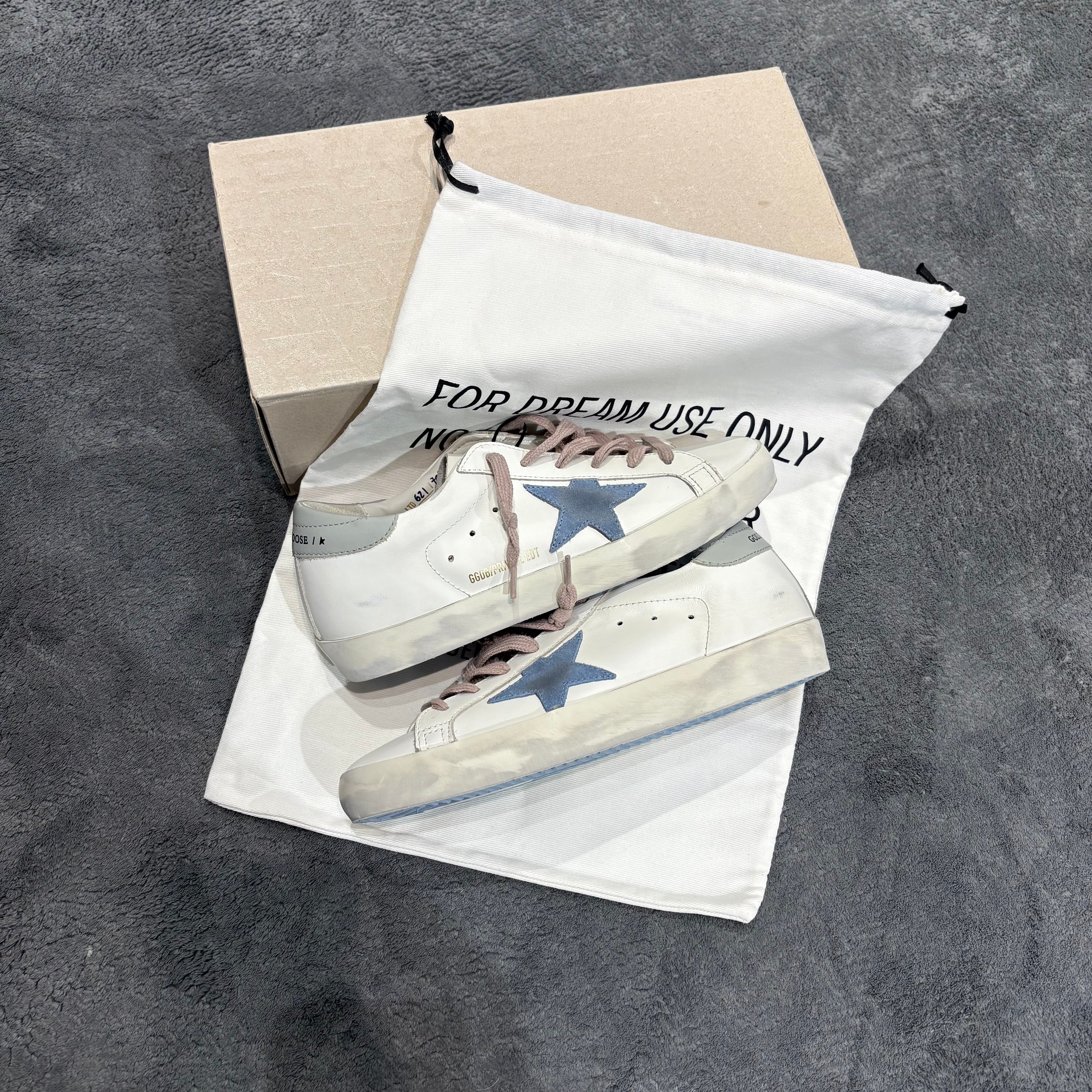 GOLDEN GOOSE SUPER STAR STELLA SUEDE BLUE & LACES PINK