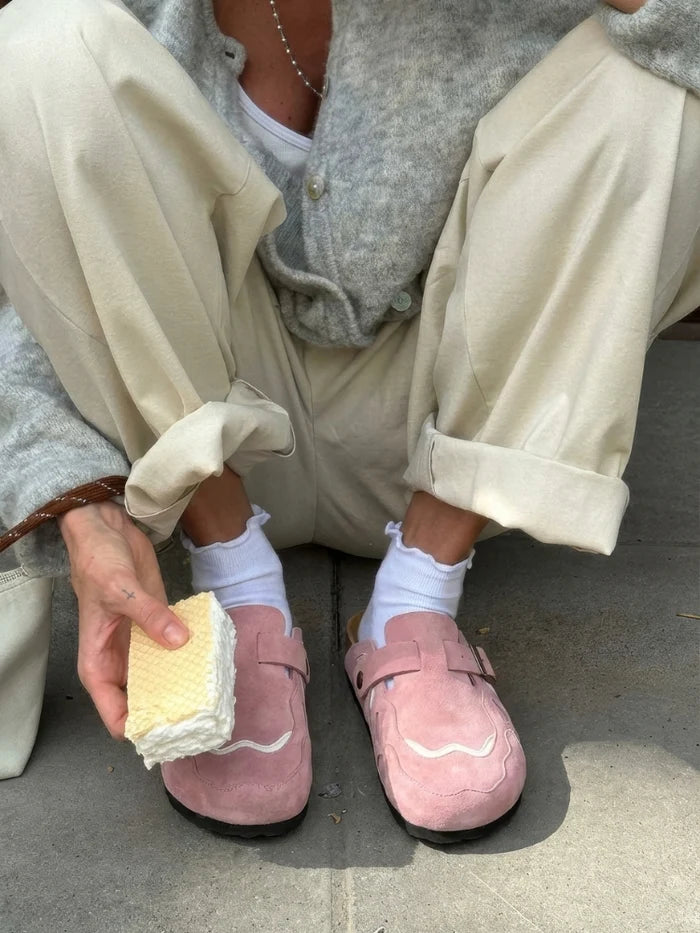 SLIP-ON BABY PINK PATCHWORK - Shoebuya Brand